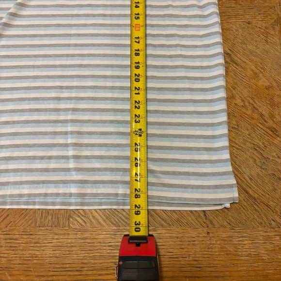 Travis Mathew Gray & Blue Stripe Short Sleeve Stretch Golf Polo Large Men - Picture 4 of 5